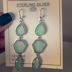 Sterling Silver Gemstone Earrings (Chrysoprase)